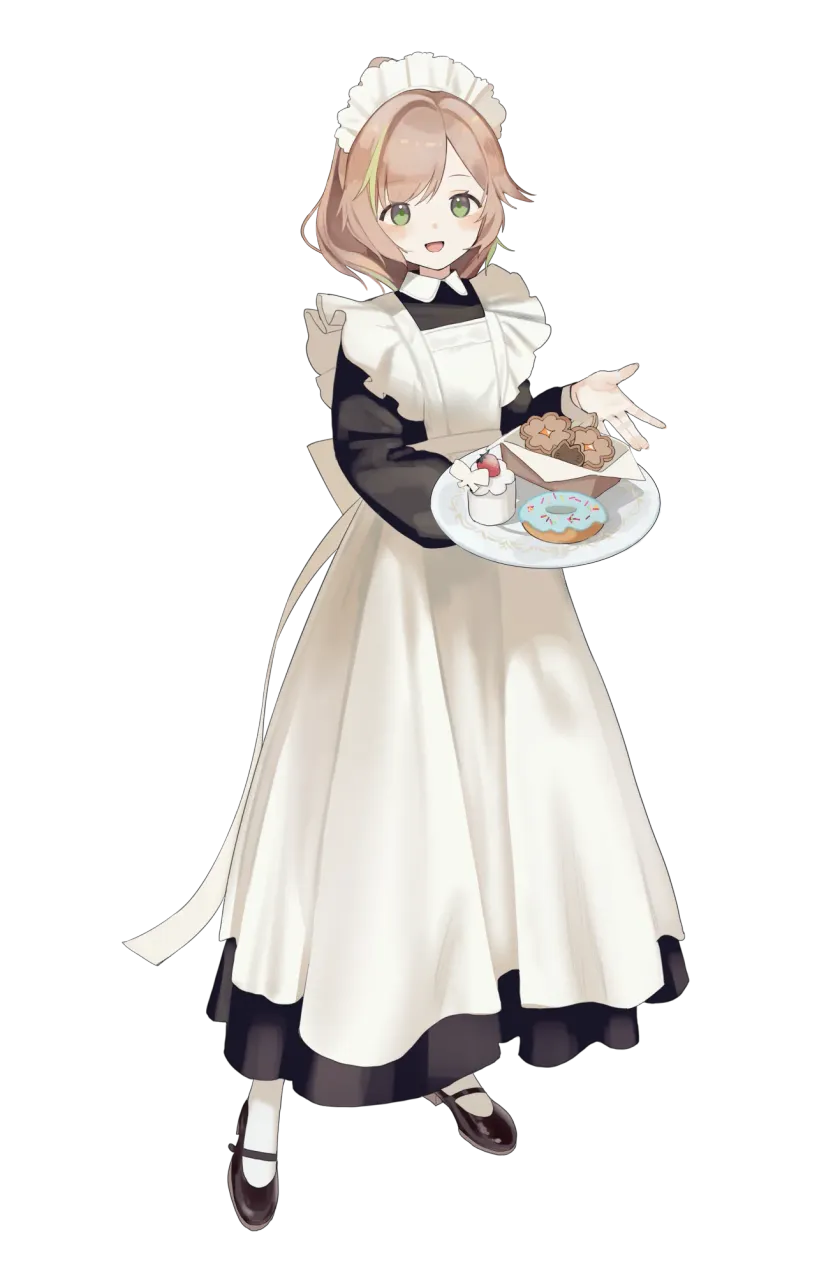 リモートお給仕をするメイド服姿の茅花なな